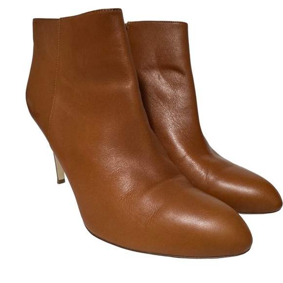 J. Crew Brown Italian Leather Pointed Toe High Heel Ankle Boots Booties Size 11 - Picture 5 of 15